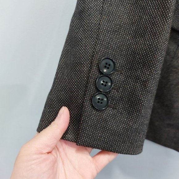 Lafayette 148 Brown Textured Open Front Wool Blazer Size 14 - Picture 4 of 9